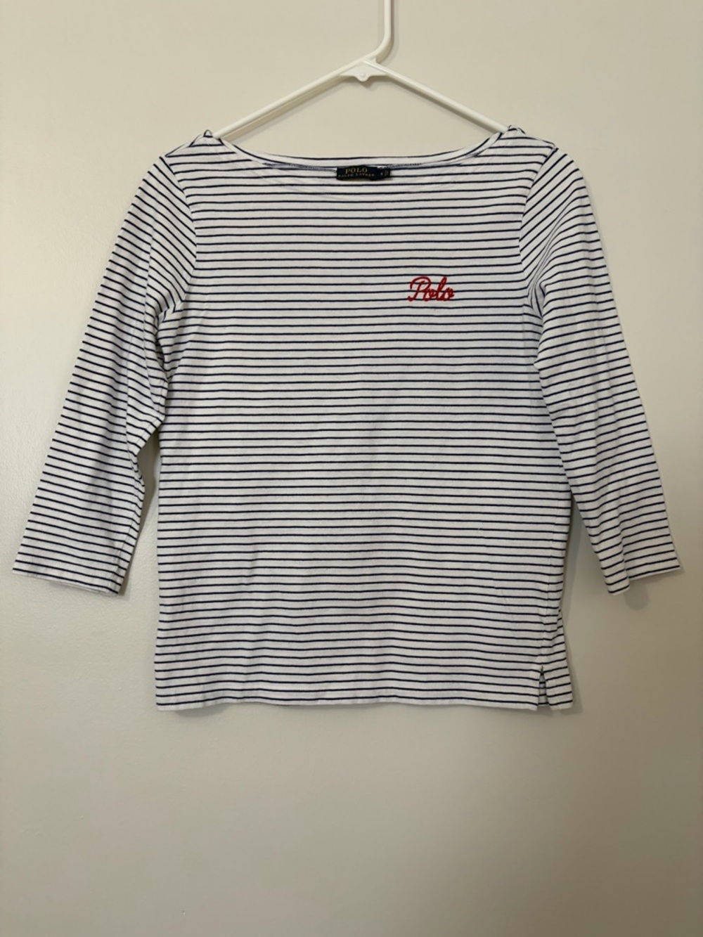 100% Cotton Gold Label Polo Ralph Lauren Preppy Navy/White Striped Nautical Top